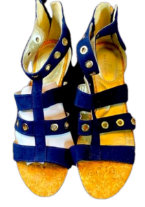 Ladies size 7.5 Medium cork wedge sandals with zippers